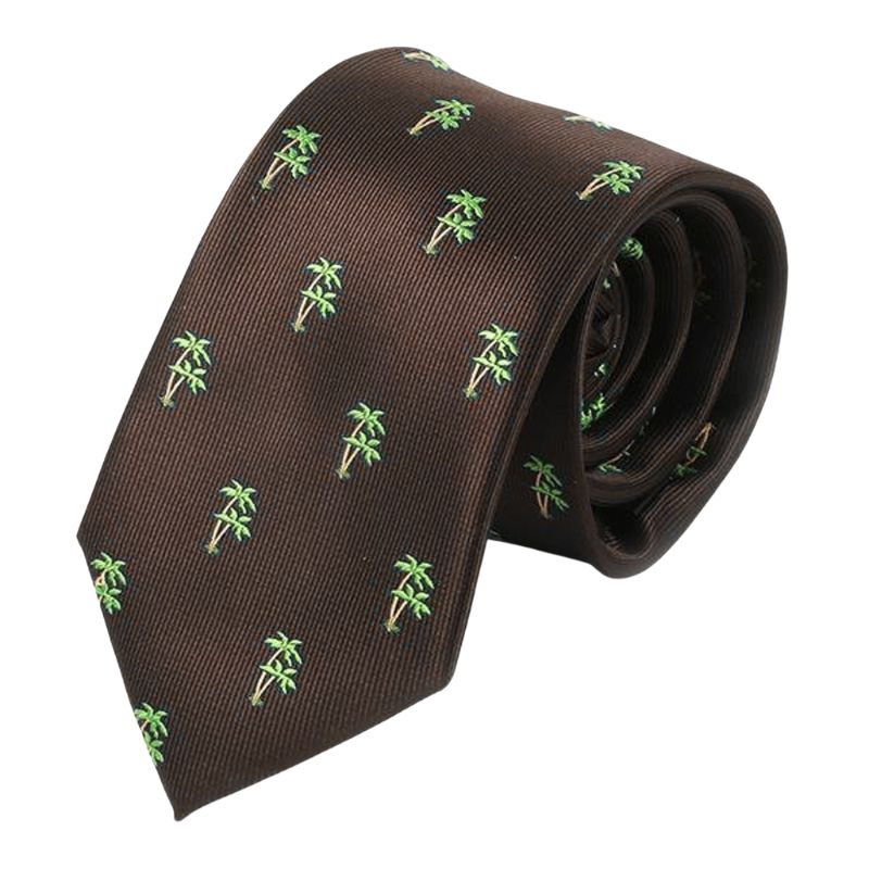 Neckties Brown Tropical Palm Tree Patterned For Mens