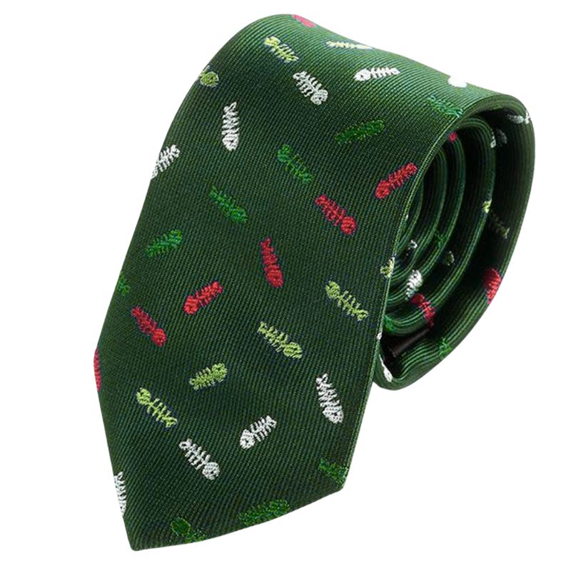 Neckties Green Fishbone For Mens